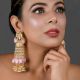 Mirror Floral Tassel Earrings with Pink Beads & Pearls Pair
